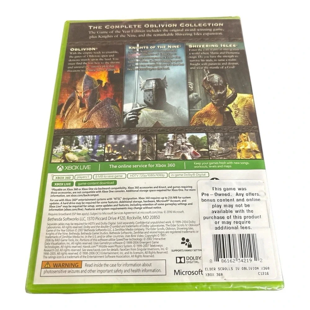 Microsoft XBOX 360 / XBOX ONE Oblivion Game of the Year Edition - Sealed